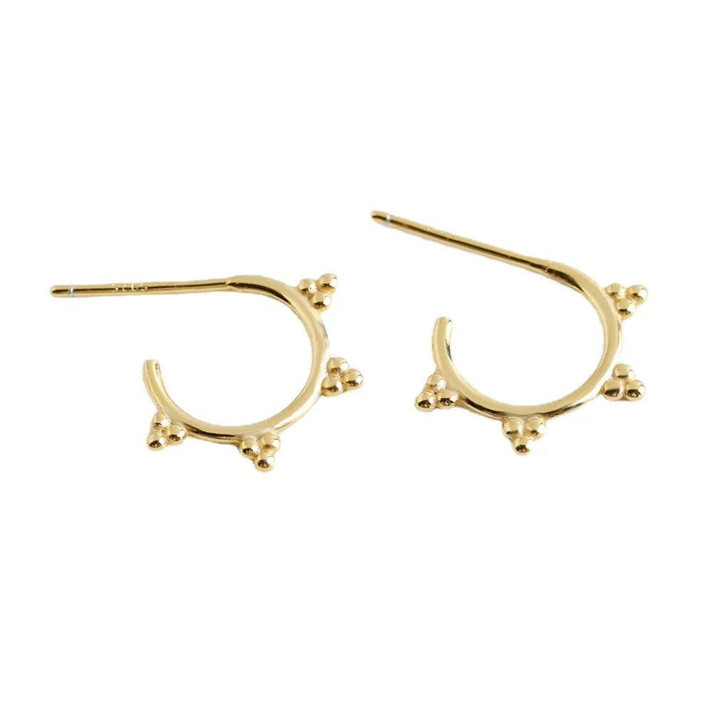 Fashion 925 Sterling Silver Plain Cute Ball Bead Stud Earring Jewelry 18K Gold Plated Stud Earrings for Women Jewelry