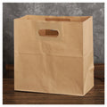 Spot square Bottom Takeaway Brown Kraft Paper Bag for Food Perforated Clothing with Custom logo Hot Sale