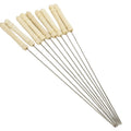BBQ Skewers Tools Round Flat Needle Stick Outdoor Camping Kabob Skewers Stainless Steel Barbecue Sticks With Wooden Handle