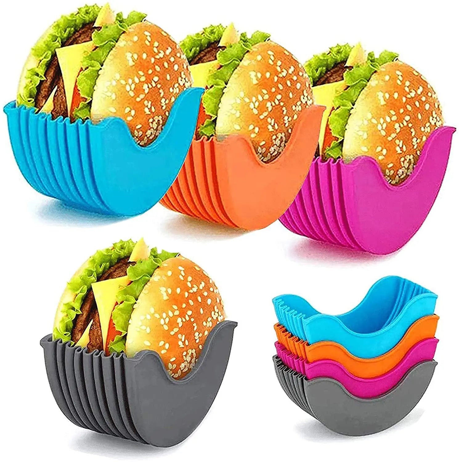1pc Reusable Burger Holder Hamburger Bun Shell Eco Friendly Mess-Free Alternative Dishwasher Safe Kitchen Accessories