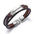 PU- Leather Bar(Stainless Steel) Bracelet for Party Wedding Anniversary  Personalized Engraved Bar Bracelet