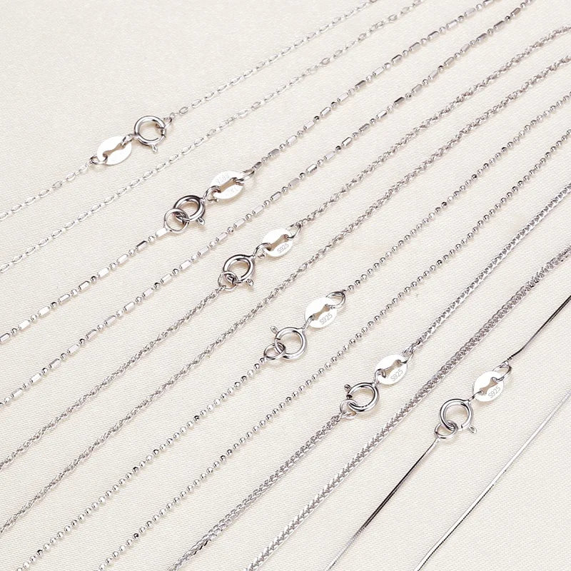 Wholesale 925 Sterling Silver Necklace Chain Pendant Chain 6 Types Necklace Chain 45cm