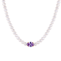 Hot Selling 925 Silver Jewelry 14k Gold Vermeil Freshwater Pearl Purple Gemstone Choker Necklace