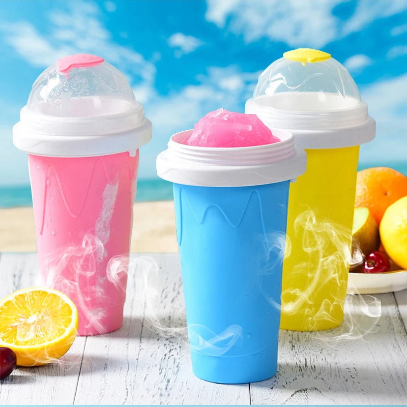 Food Grade Magic Quick Freeze Smoothie Pinch Cup Silicone Slushy Frozen Magic Squeeze Slushie Maker Cup