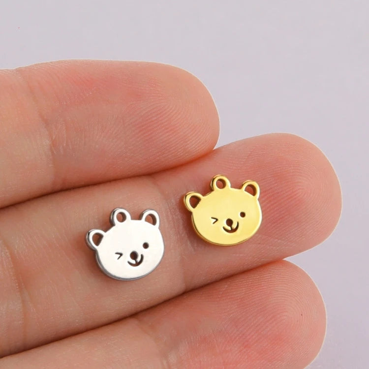 Custom Stainless Steel 10mm Bear Pendant Lovely Jewelry Accessory for Bag Decoration Denim Other Components