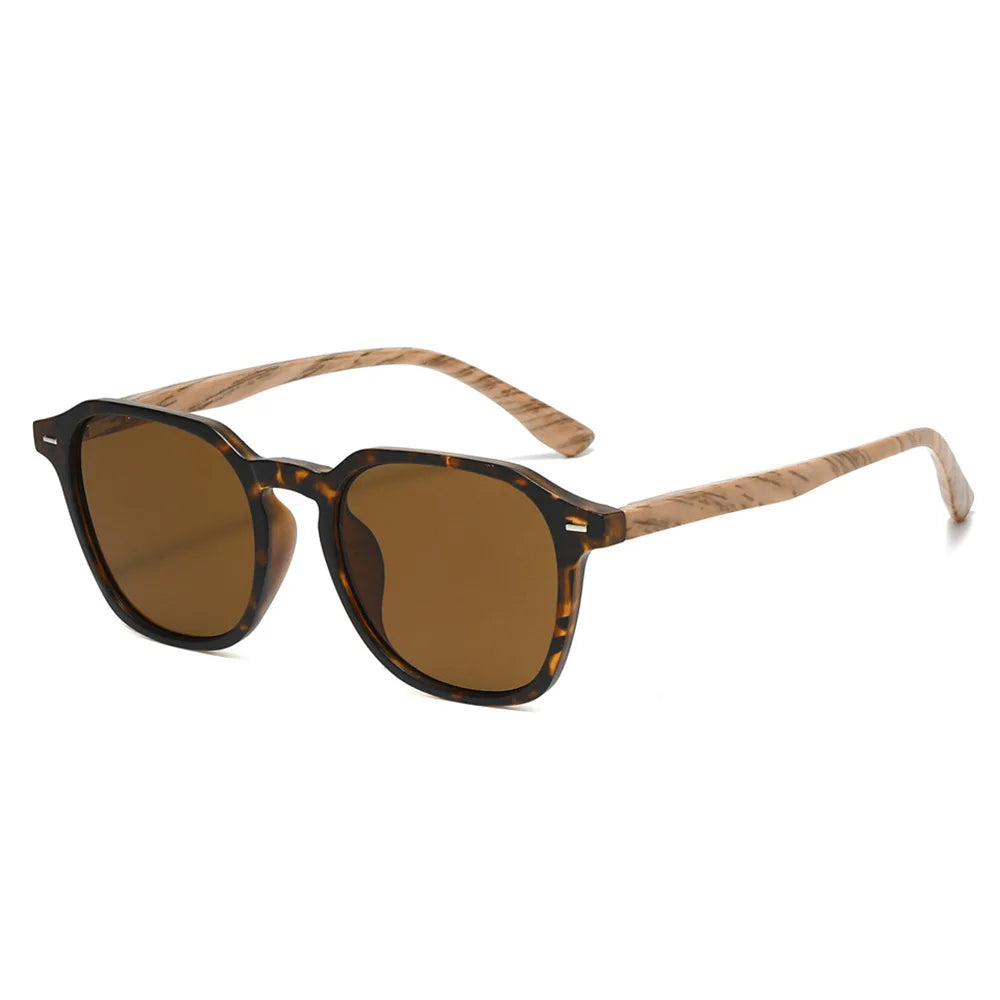 XY7574 Custom Logo Injection Plastic Sun Glasses Wood Grain Spring Hinge Sunglasses 2025