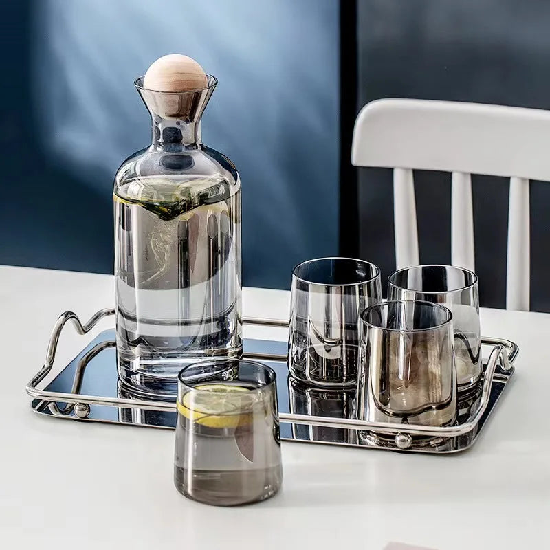 Handmade Crystal Color Glass Carafe Water Pitcher Jug Kettle With Lid