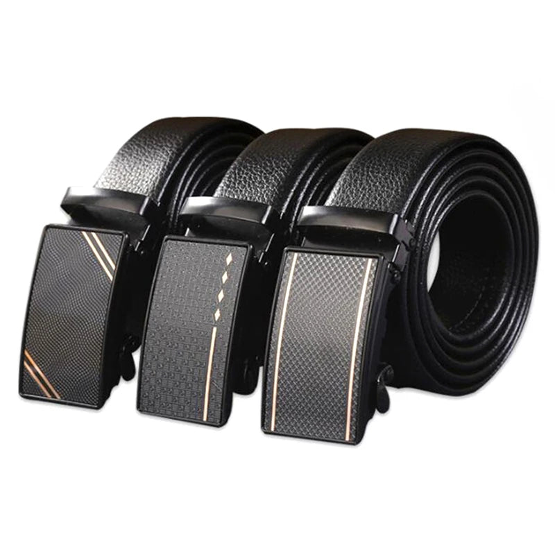 LQbelt Factory Men's Business and Fashionable PU Leather Belt 3.5cm Width With Automatic Buckle Ratchet Iron for Men Wholesale