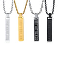Fashion Stainless Steel Bar Necklace Charm Custom Roman Numeral Long Rectangle Pendant Necklace for Men
