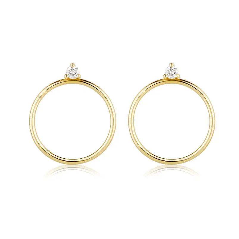 Gemnel Minimalist 925 Silver Jewelry Dainty 14k Gold Diamond Circle Stud Earrings