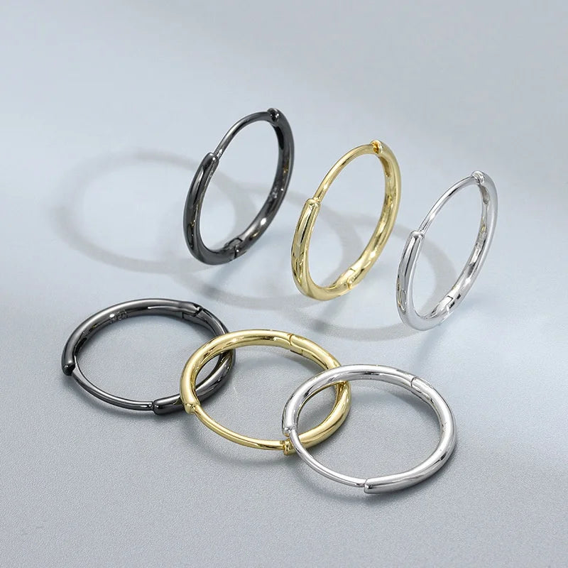 ERH082 Classic Multi-size 10-20mm Minimalist Round Huggie Hoop Earrings for Women Men Hypoallergenic Fashion Fine Jewelry
