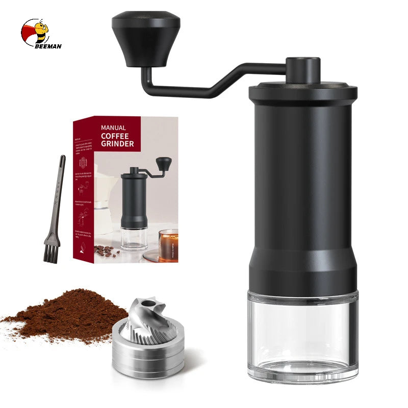 Beeman Commercial Stainless Steel Burr Espresso Grinder Portable Hand Coffee Bean Grinder Adjustable Manual Coffee Grinders
