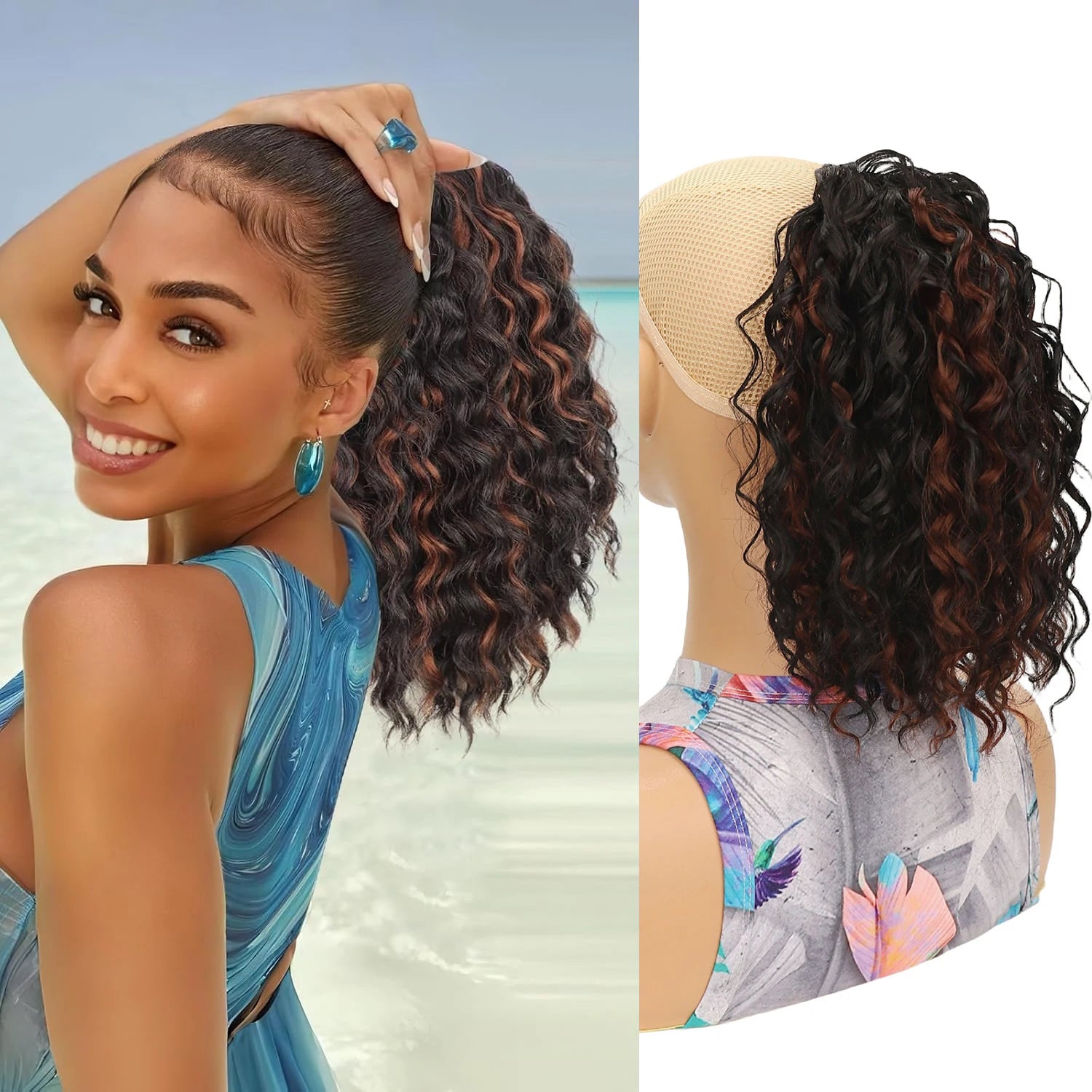 Wavy Drawstring Ponytail Hair Extensions 10 Inch Short Pony Tail Extension Synthetic Hairpiece for Women Daily Use