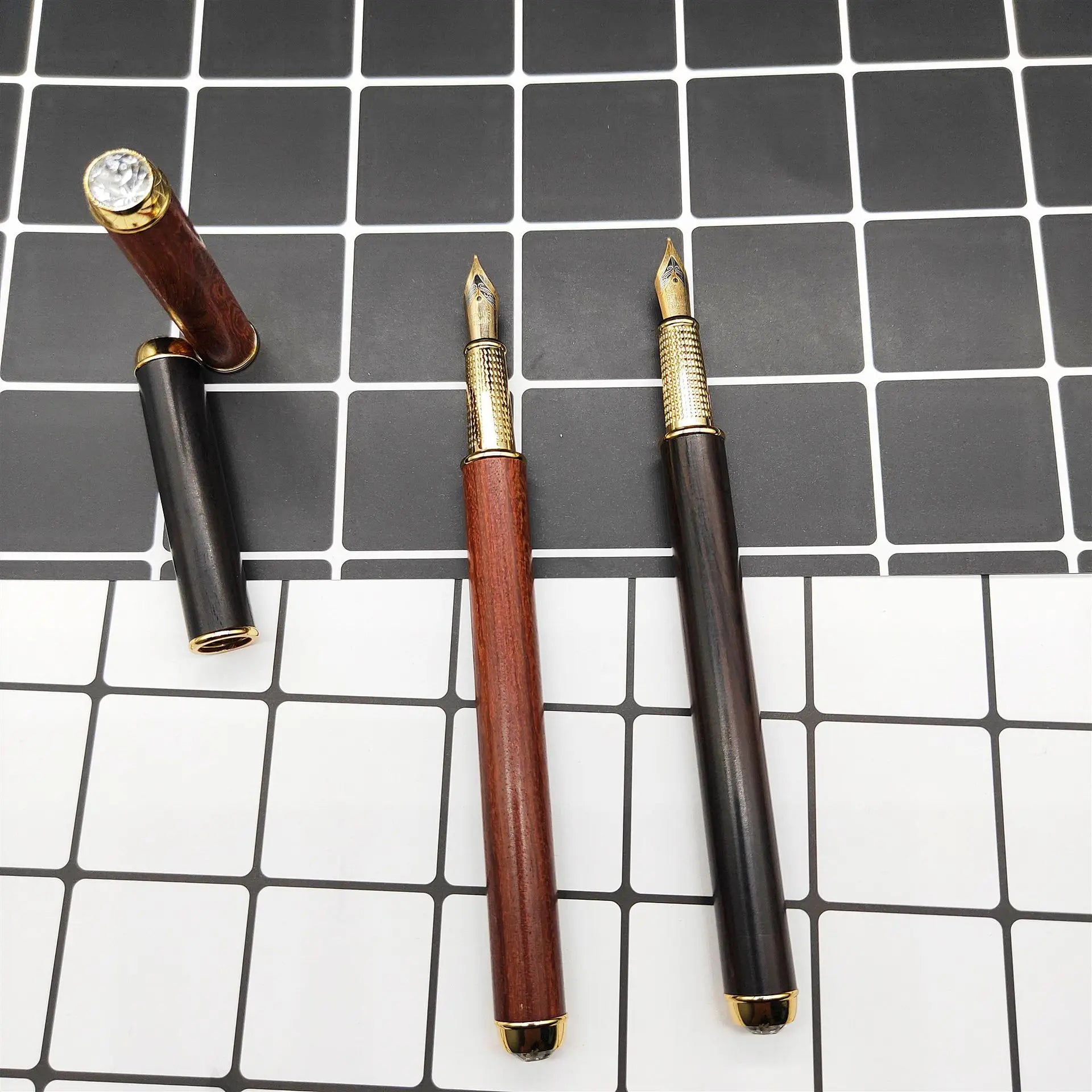 Crystal Top Brass  Wood Fountain Pen Student Fountain Pen Business Personalized Gift Pen Creative Stationery Custom LOGO