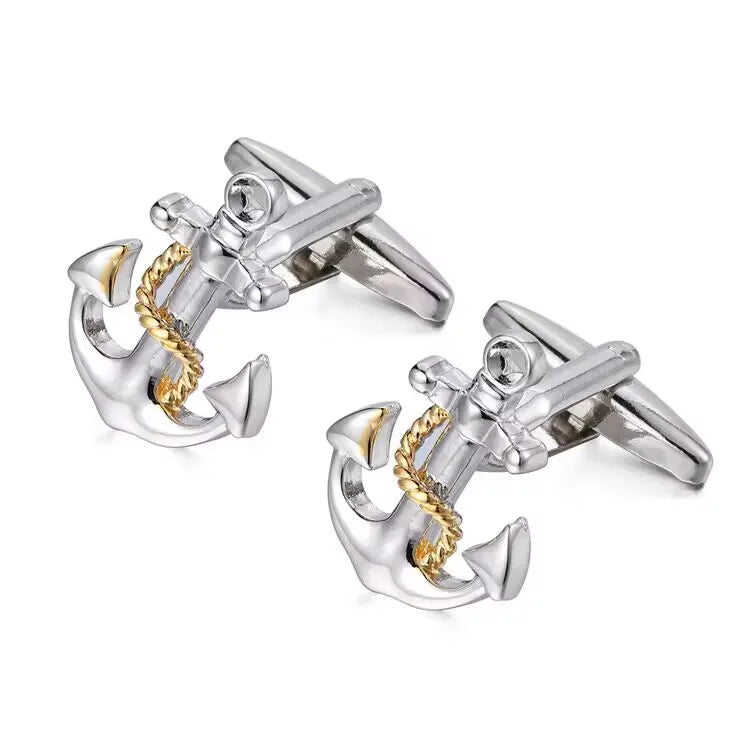 Wholesale Anchor Design Elegant Novelty Cufflinks Custom Men Suit Shirt Fashion Accessory Wedding Tuxedo Trendy Jewelry Gift Set