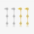 FUAMAY Classic Vintage Flower Zircon Drop Earrings 925 Sterling Silver Gold Plated Aretes Flower Stud Drop Earrings for Women