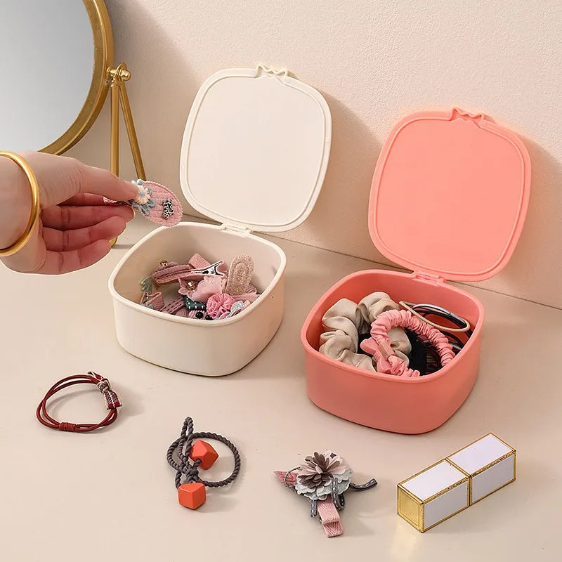 Nordic Style Multifunction Plastic Jewelry Storage Box Dustproof Desktop for Hair Clips and Bands for Bedroom Organization
