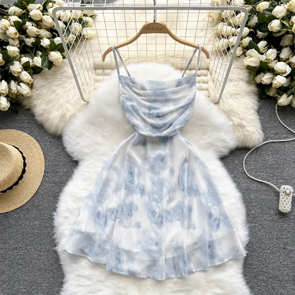 Boutique Wholesale 2026 Spring New Gentle Style Fragmented Flower Waist Slimming A-line Dress Women's Dress