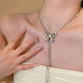 VKME Gothic Punk Style Tassel Butterfly Necklace for Women Jewelry