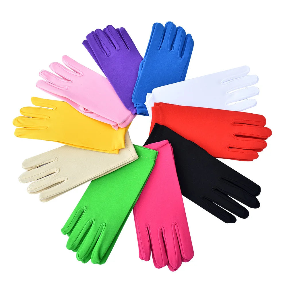 Fashion New Women's Hand protection Milk Silk Satin Elastic Gloves Short Thin Breathable Etiquette Performance Dance Gloves