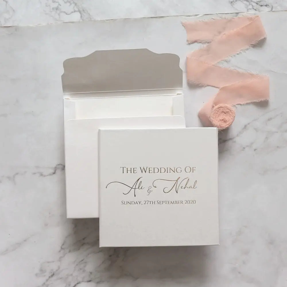 White Hardcover Wedding Invitation Personalized Invites for All Purpose