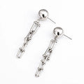 Vintage Women's Stainless Steel Ball Stud Earrings with U Shape Link Chain Drop Dangling Geometric Design for Party Jewelry