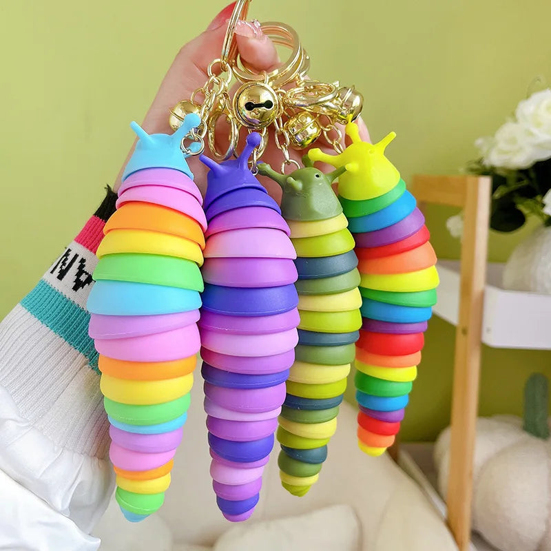 Creative Decompression Slug Pendant Cute Cartoon Bag Pendant Caterpillar Key Chain Car Key Chain