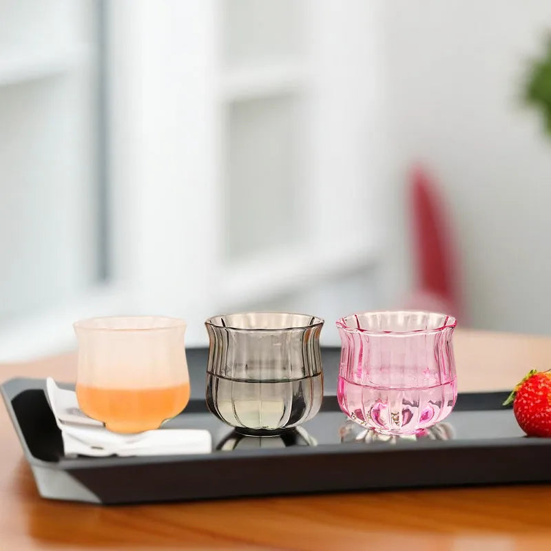 Wholesale 150ml Single Wall Gift Cup with Elegant Lotus Heat-resistant Colorful Coffee Drink Water clear Glass Tea Cup