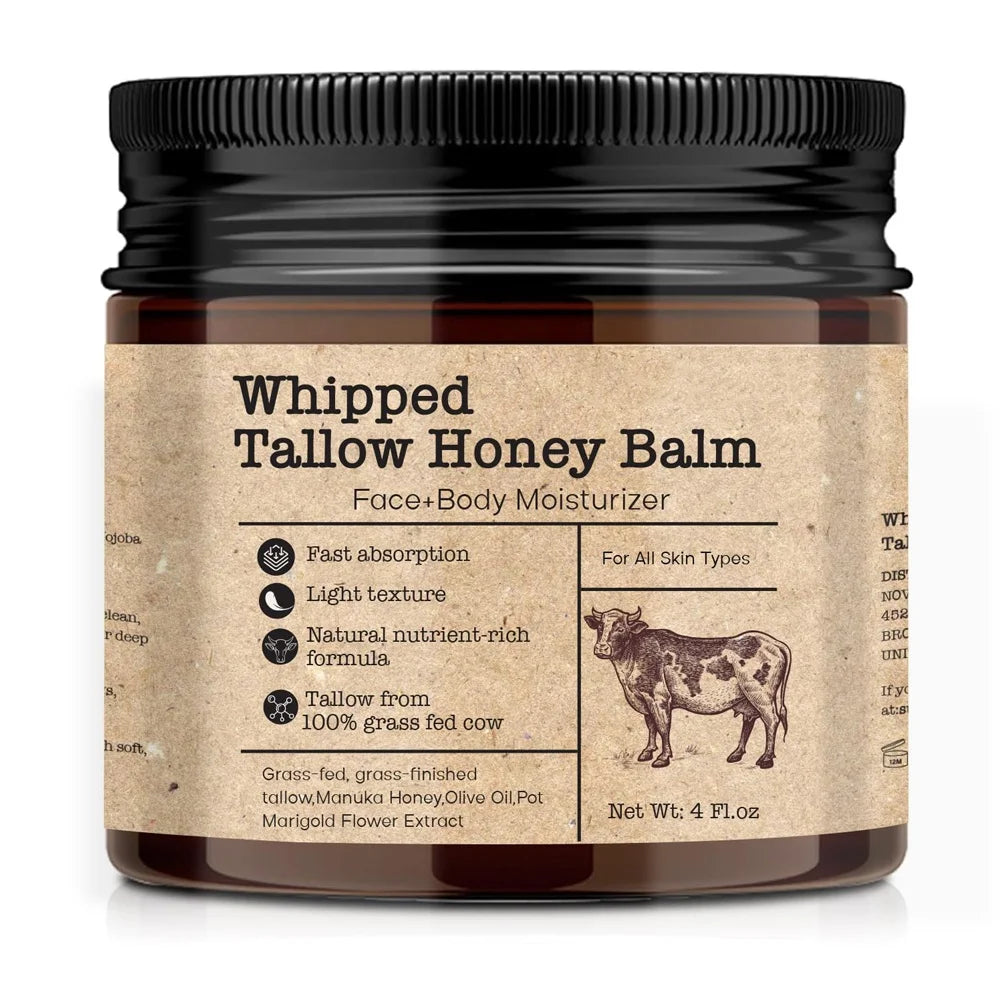 Korean OEM Private Label Organic Natural Beef Tallow Moisturizer Face Body Skin Whipped Honey Balm Lotion