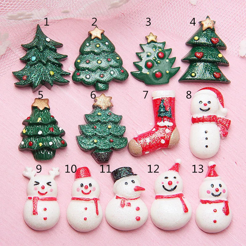 Cute Kids Play Kits DIY Christmas Tree Snowman Design Planar Resin Flatback Cabochon