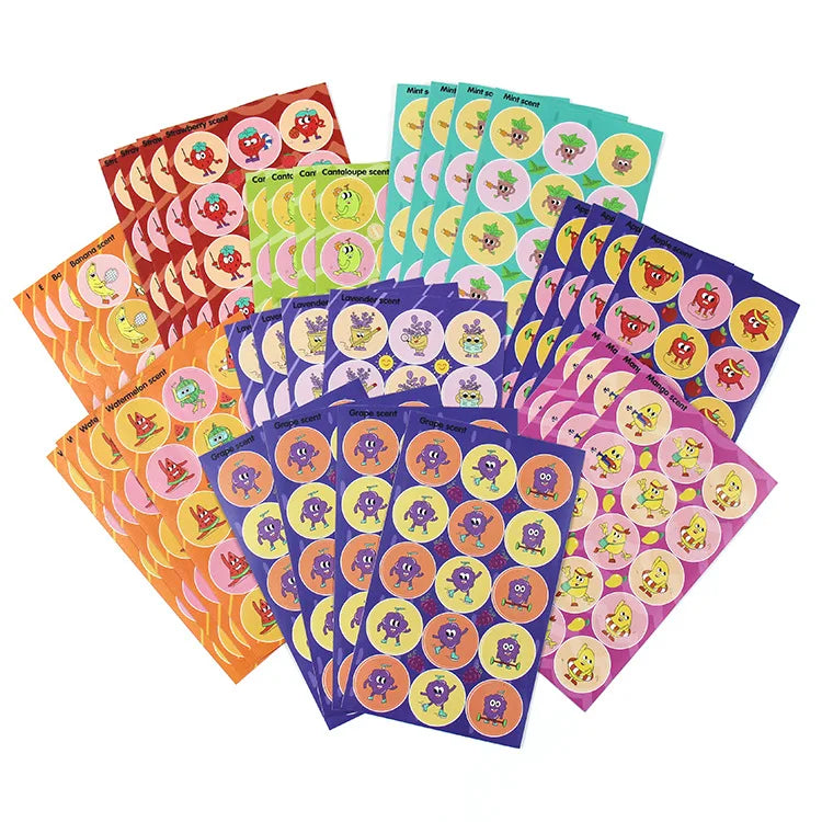 Custom Scented Candle Accessories Die Cut Cartoon Design Adhesive Paper Sticker A5 Scratch and Sniff Stickers for Children