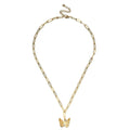 Wholesale Stainless Steel Choker Necklace with Gold Butterfly Pendant Trendy Link Chain for Women's Anniversary Jewelry