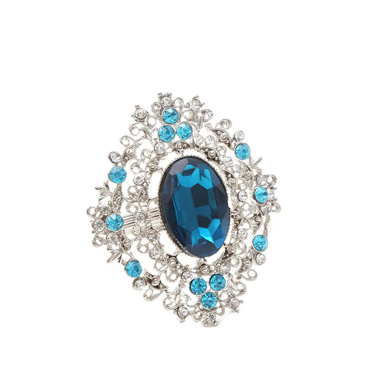 Classic Luxury Metal Napkin Ring Crystal Rhinestone Flower Fashion Accessories Wedding Party Christmas Table Decoration Stocked