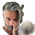 Wholesale 8" Indian Human Hair Toupee Injected Skin Silk Top Natural and Durable Hair Pieces for Old Men