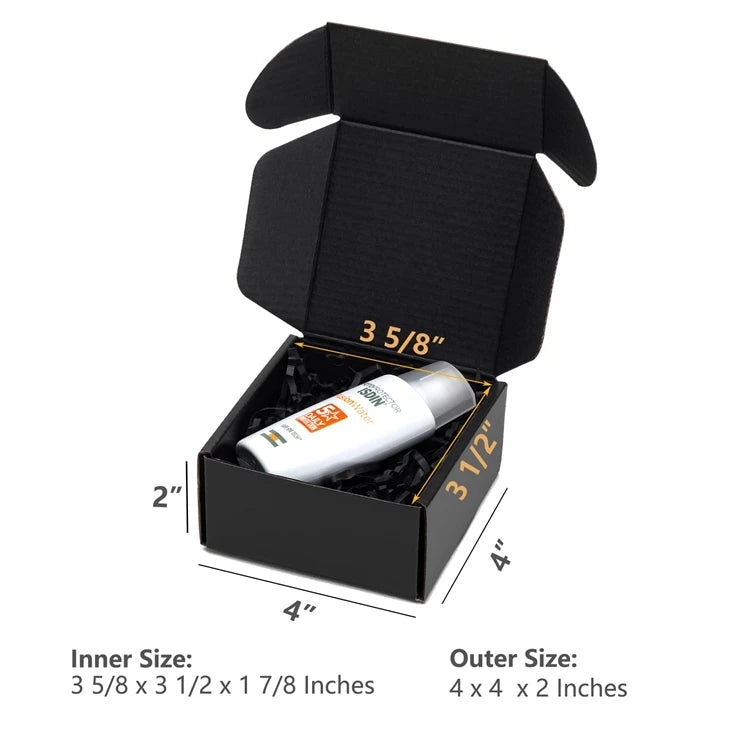 Custom Black Kraft Paper Mailer Boxes E-Flute Corrugated Cardboard Waterproof Embossed Printing for Personal Care & Cosmetics