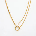 Fenny 18K Gold Plated Non Tarnish Simple Stylish Circle Asymmetric Pendant Choker Necklace Stainless Steel Jewelry Wholesale