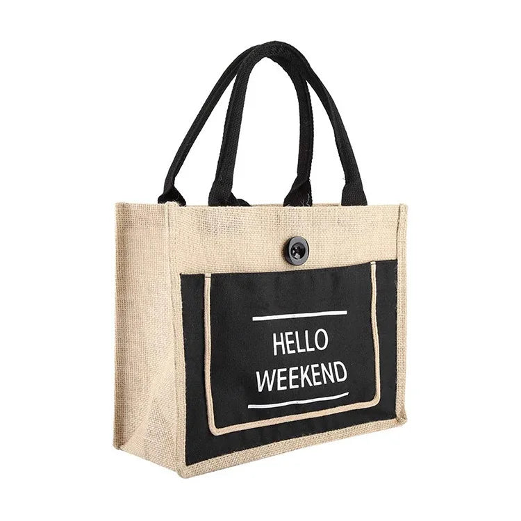 Custom Beach Burlap Tote Bags Personalized Bridesmaid Bachelorette Bridal Party Girls Trip Gifts Canvas Jute Shopping Tote Bag