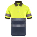 Elegant Fluorescent Color Contrast Security Reflective Polo Shirt Breathable Bird Eye Fashion Safety T Shirt