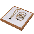 Hot Sale Luxury Bamboo White PU Leather Bracelet Earrings Wood Jewelry Stand Rack Display Stand Holder