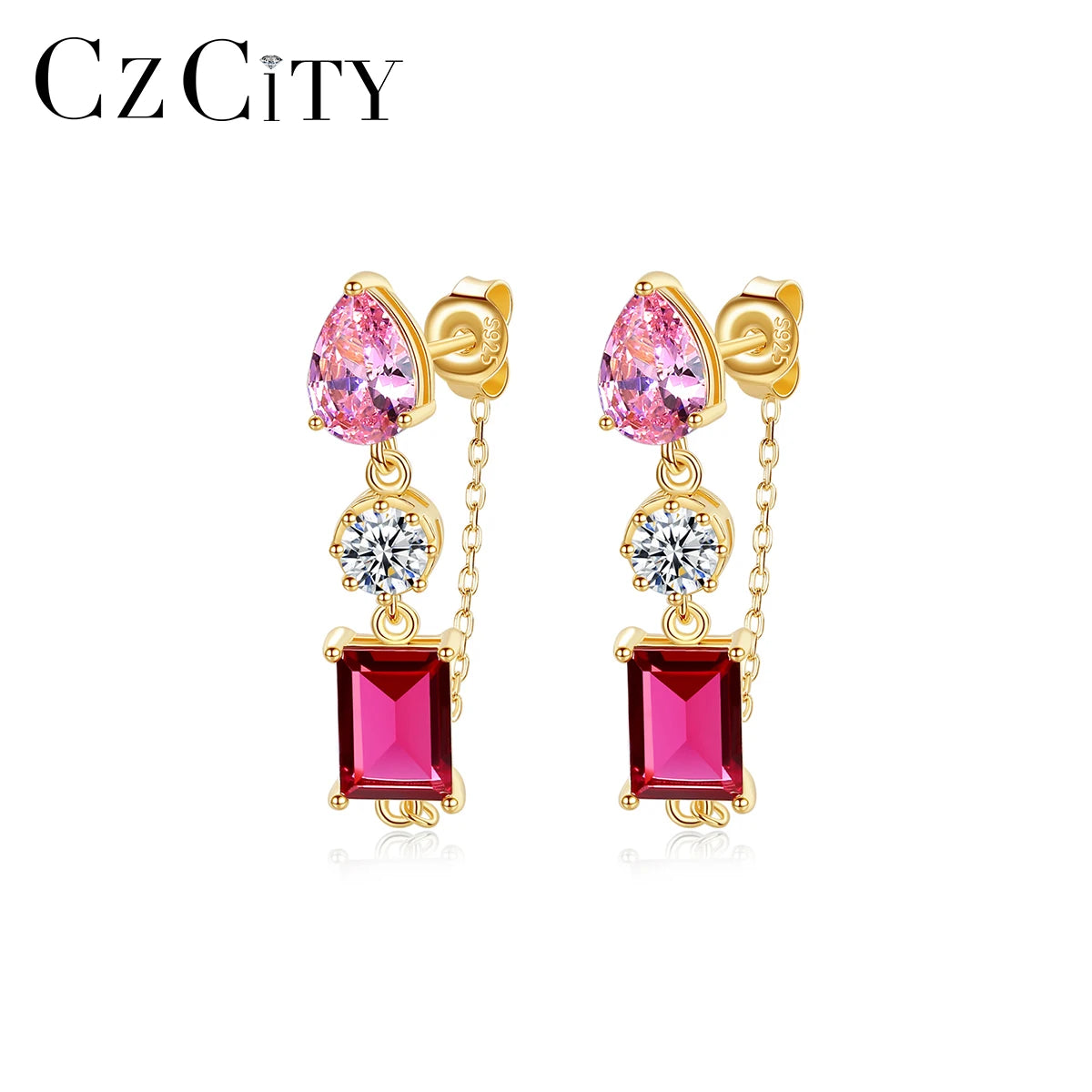 CZCITY Elegant Sterling 925 2026 Women Jewelry Earings for Women Long Silver Earrings for Girls