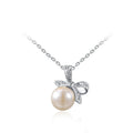 New Arrival 925 Sterling Silver Pearl Pendant Necklace Fashion Bow-knot Necklace Gold Silver Chain Royal Necklace Women