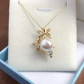 P1366 11-12mm DIY Natural  Freshwater Pearl Charm Pendant Necklace Accessory 925 Sterling Silver Jewelry for Women Without Chain