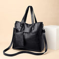 Women's New Soft PU Leather Two-Piece Large Capacity Tote Crossbody Bag with Custom Logo Polyester Lining Shopping Shoulder Bag