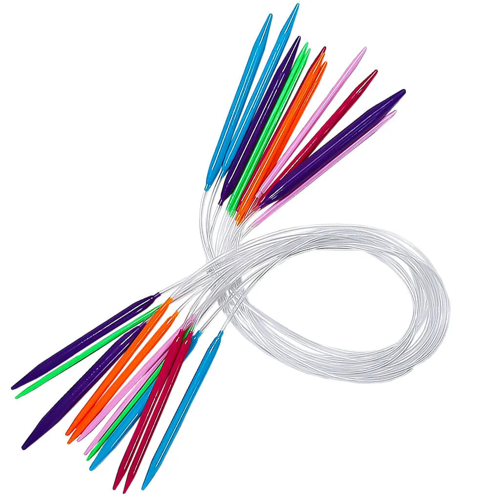 12pcs Plastic Circular Knitting Sweater Needle Craft Multicolor Tube 40cm 60cm 80cm 120cm Crochet Hook Set
