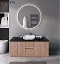 European Australian Style  Washroom Modern Bathroom Black Marble Sintered Stone Counter Top Ceramic Washbasin  Cabinets  Vanity