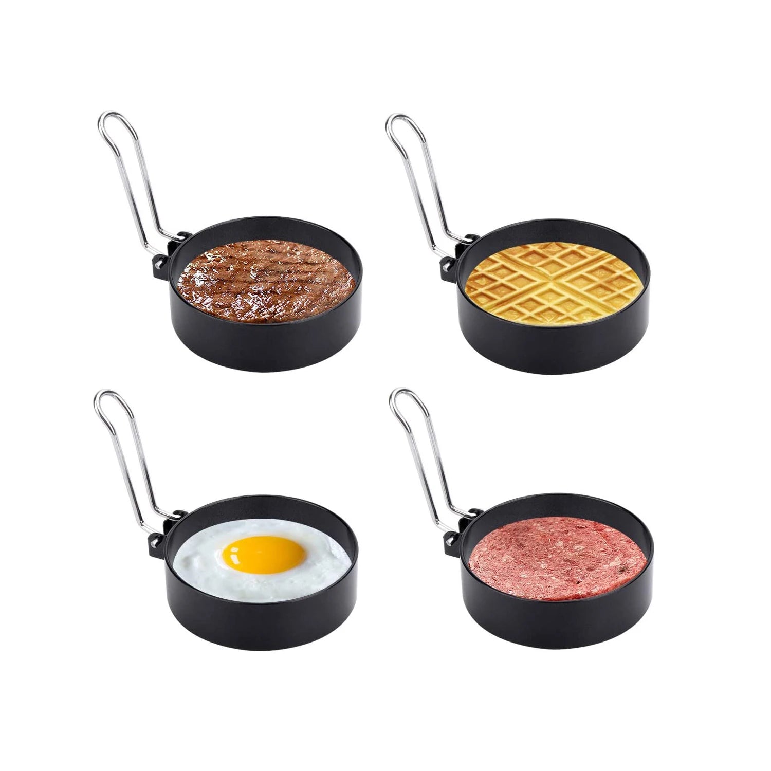 Cooking Tool Metal Handle Stainless Steel Frying Mold Egg Ring Set