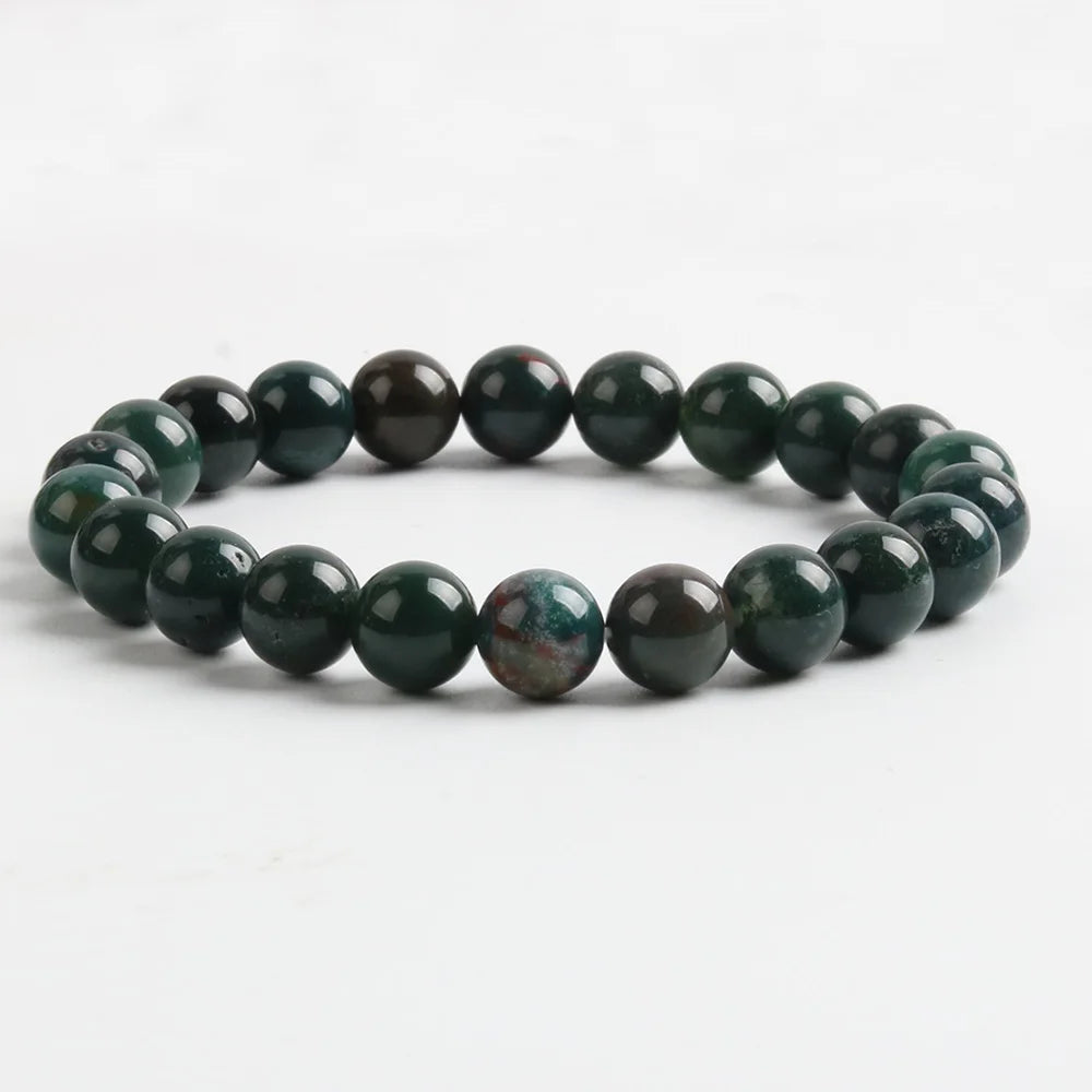 Men and Women Blood Stone Bracelet  Natural Gemstone Fashion Jewelry for Energy Meditation  Gift