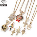 Top Icy Hip Hop Jewelry Iced Out Diamond Pendant  Cubic Zircon Gold Plated Religious Necklace for Men and Women
