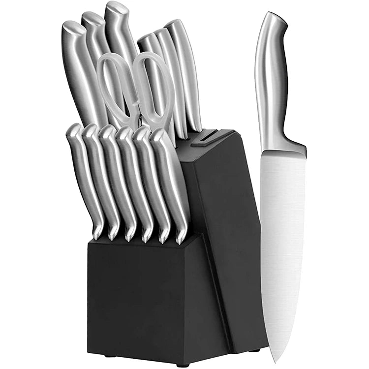 Ultra-Sharp Corrosion-Resistant Kitchen Knife Set Stainless Steel Blades Anti-Fouling Wooden Block Sharpener Tableware Knife Set
