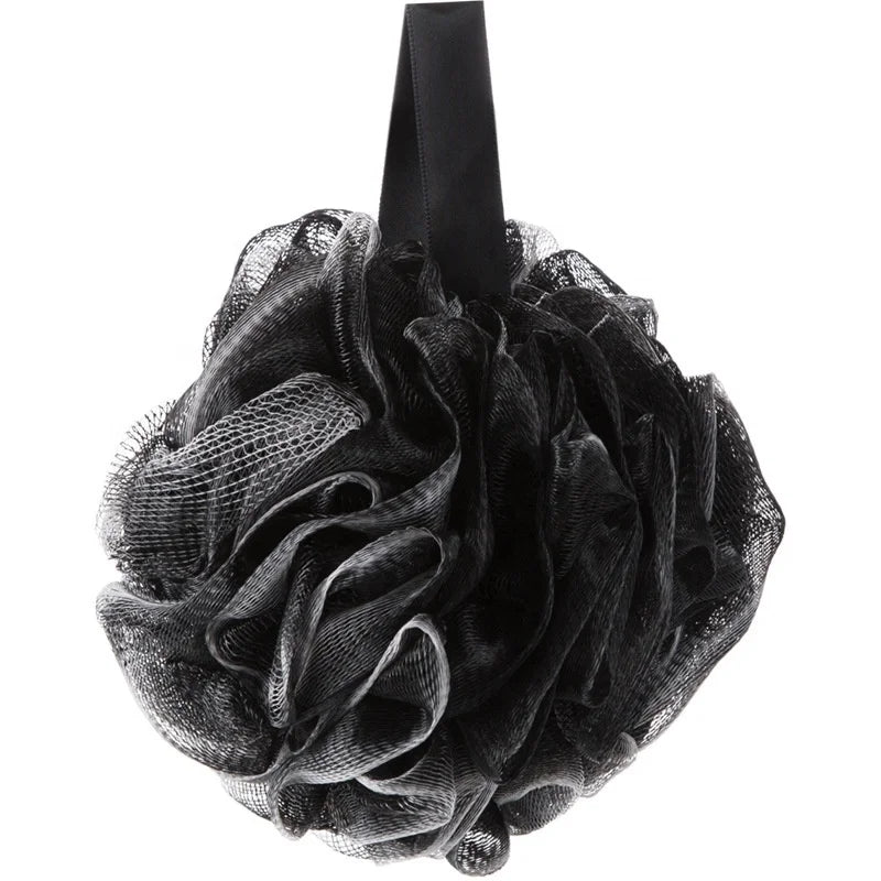C018-3 Luxury Bath Ball Scrubber Large Body Black Bath Sponge Made Loofah Bamboo Charcoal PE Mesh Shower Luxury Shower Sponge
